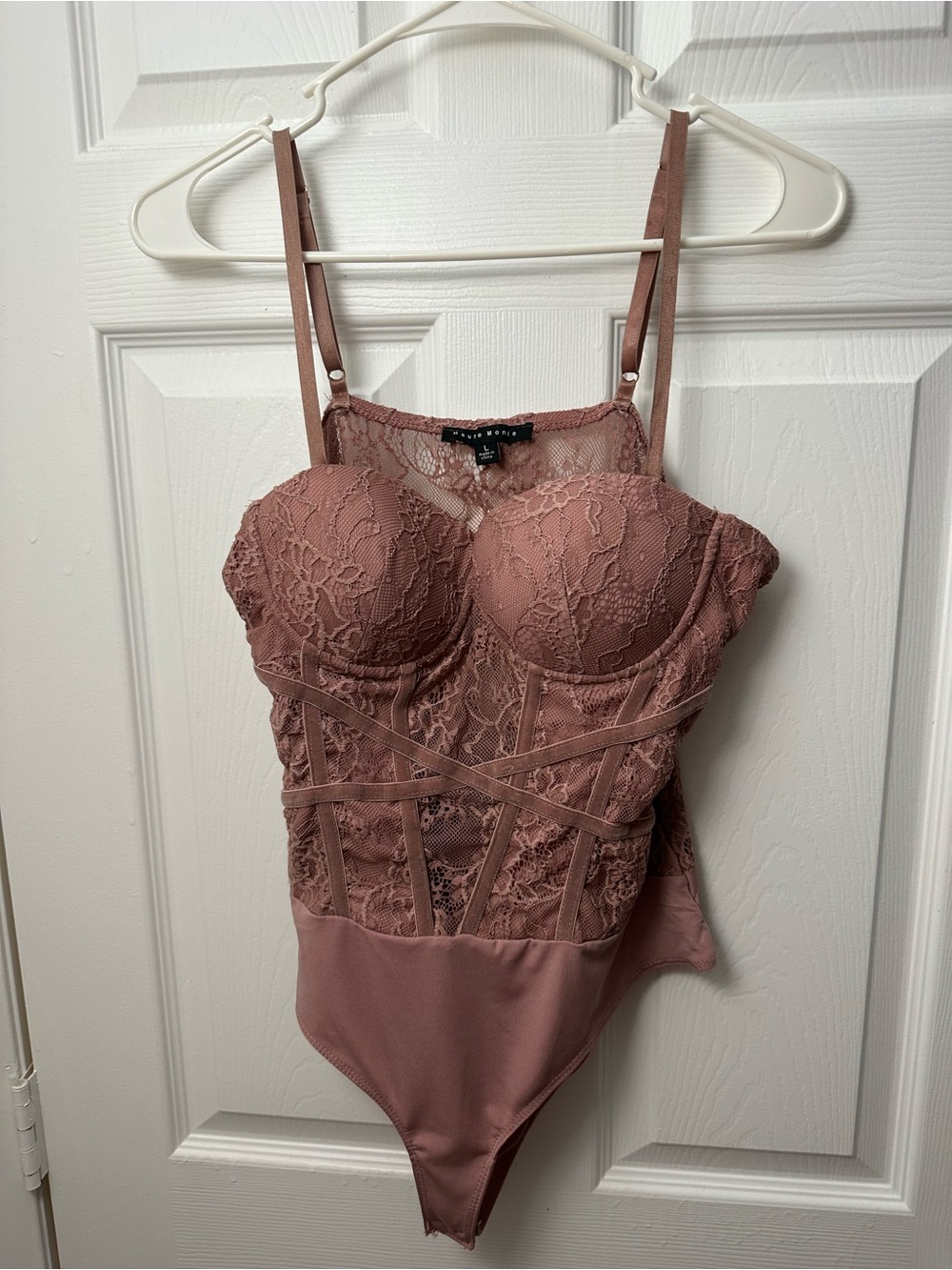 Haute Monde Mauve Lace Bustier Bodysuit
